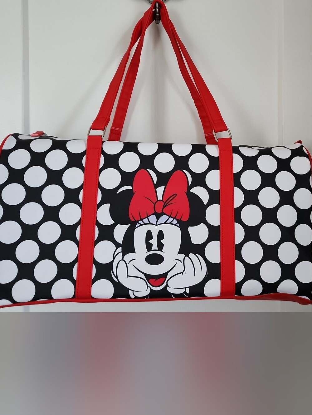 Disney Minnie Mouse 17-inch Polka Dot Duffle Bag in Black & Red